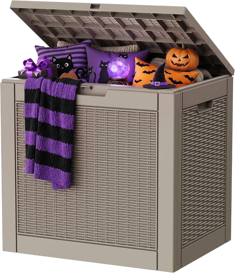 Outdoor Storage Box, 42 Gallon Waterproof Resin Patio Deck Box