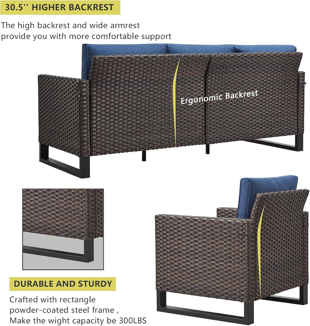 HUMMUH 7 Piece Patio Furniture Set Outdoor Sectional Sofa,High Back Patio Swi...