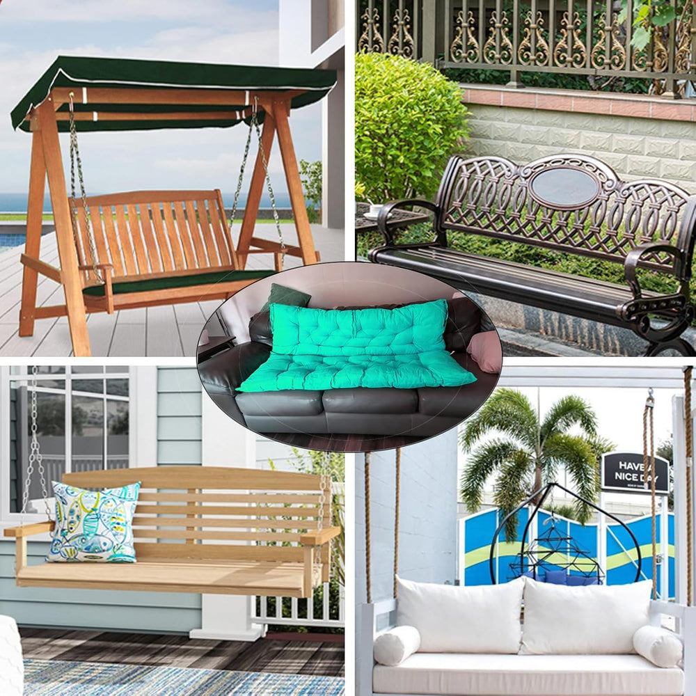 Outdoor Swing Cushions, 2-3 Seater Swing Bench Cushions with Backrest and Tie...