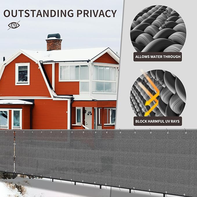 LOVE STORY Custom Size 3'x12' Dark Grey Balcony Privacy Screen,UV Blo...