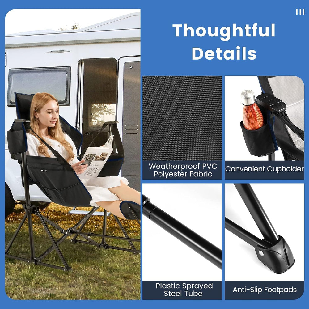 DORTALA Swinging Hammock Chairs for Camping, Rocking Camp Chair w/Retractable...