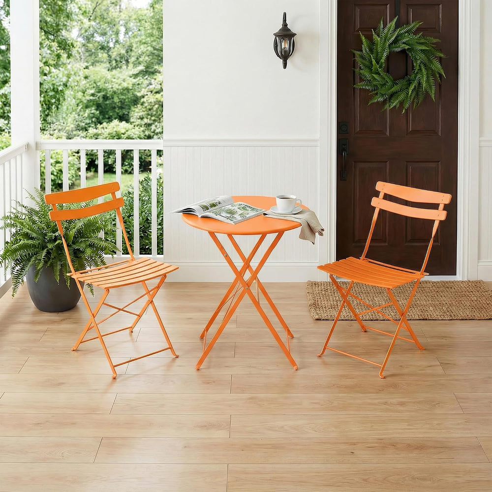 GarveeLife 3 Piece Patio Bistro Set, Patio Furniture Set, Orange