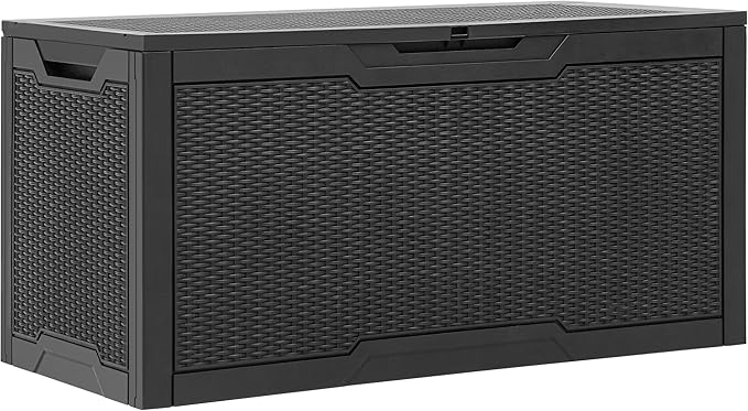 YITAHOME 100 Gallon Resin Deck Box, Weather Resistant Outdoor Storage Box, Lo...