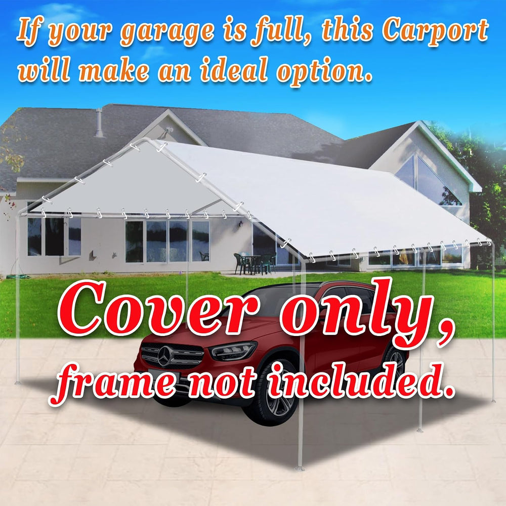10 x 20 Ft Carport Replacement Canopy Cover Garage Top Tent Shelter Tarp with...