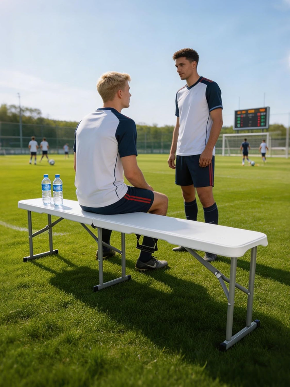 6FT Folding Bench, White HDPE Outdoor Bench, Folds in Half