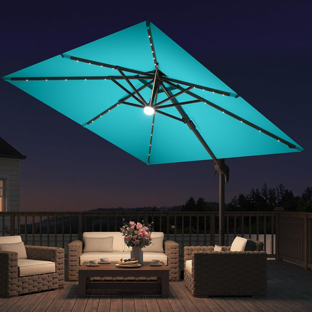 9x9 FT Cantilever Offset Patio Umbrella with Lights