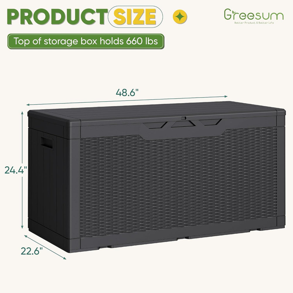Greesum Outdoor Storage Box 100 Gallon Storage Bin with Lid for Patio Furnitu...