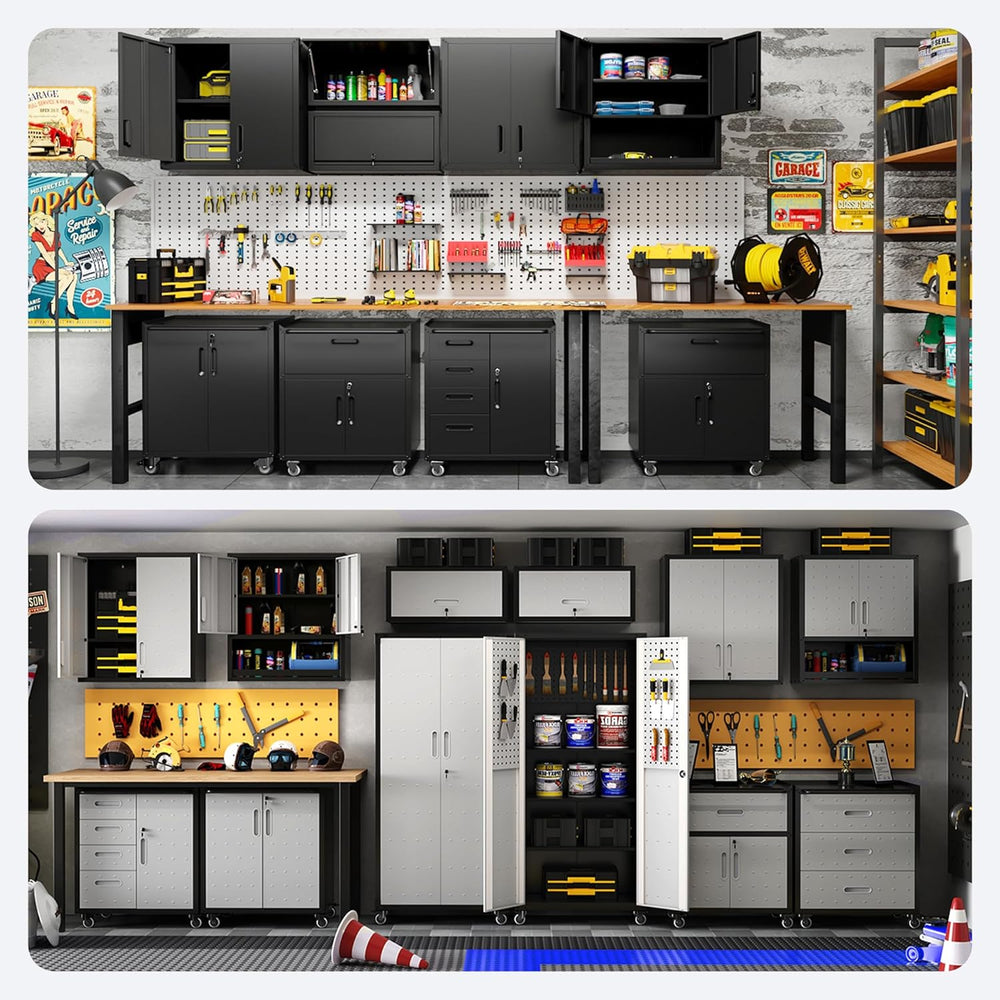 Garage Cabinet System | Heavy Duty Steel All-in-One Modular Garage Cabinet Se...