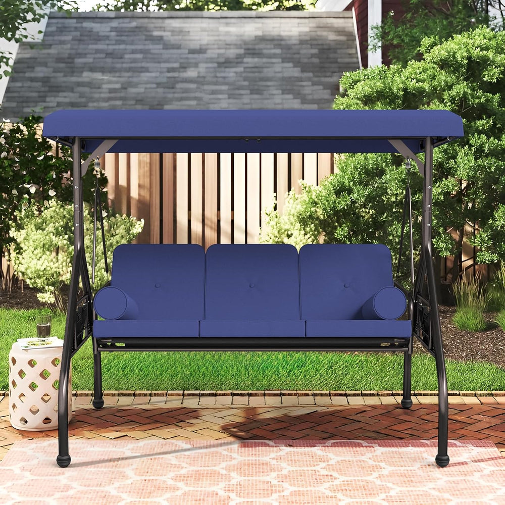Oakcloud 3-Seat Outdoor Porch Swing with Adjustable Canopy, Large Converting ...