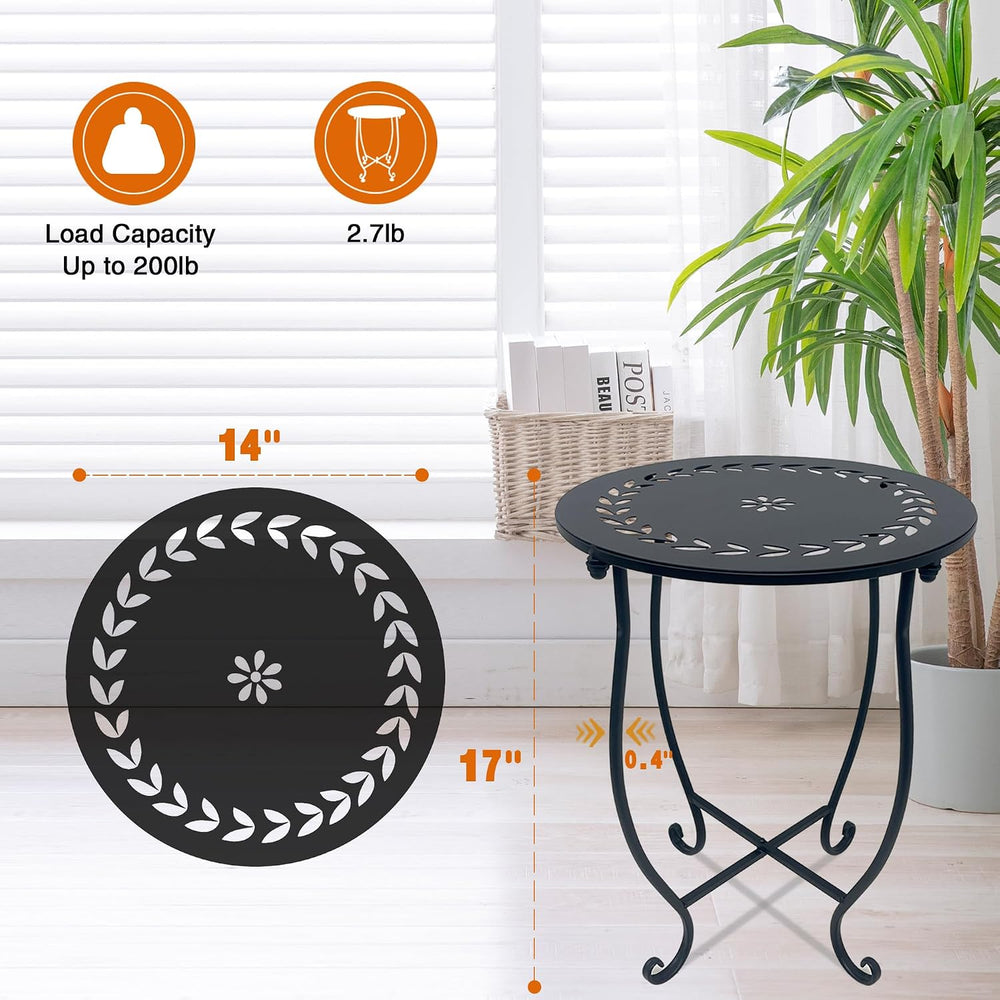 Round Side Table Set of 2, Metal Patio Side Tables End Tables