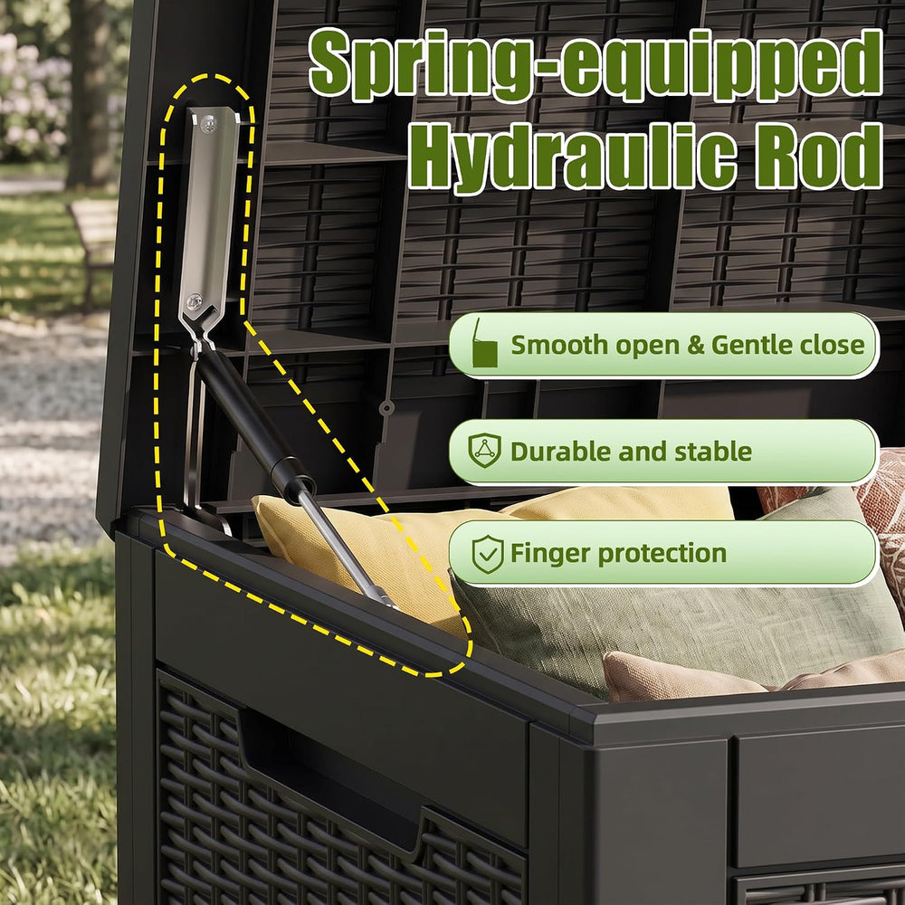ROJIK 195 Gallon Deck Boxes Outdoor Waterproof Storage Box, Black