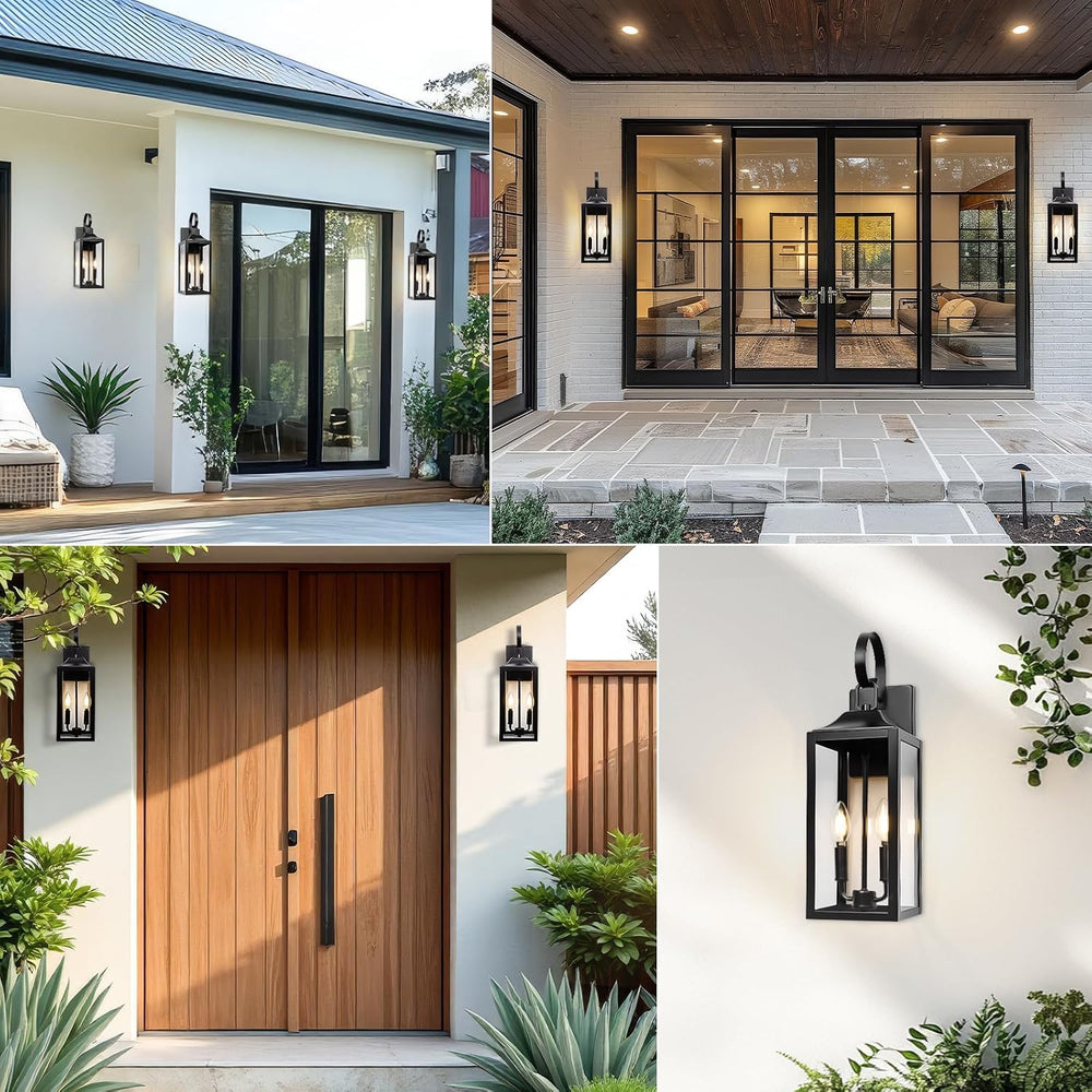 19" Large Black Outdoor Wall Lights, Waterproof Exterior Lighting Fixtures