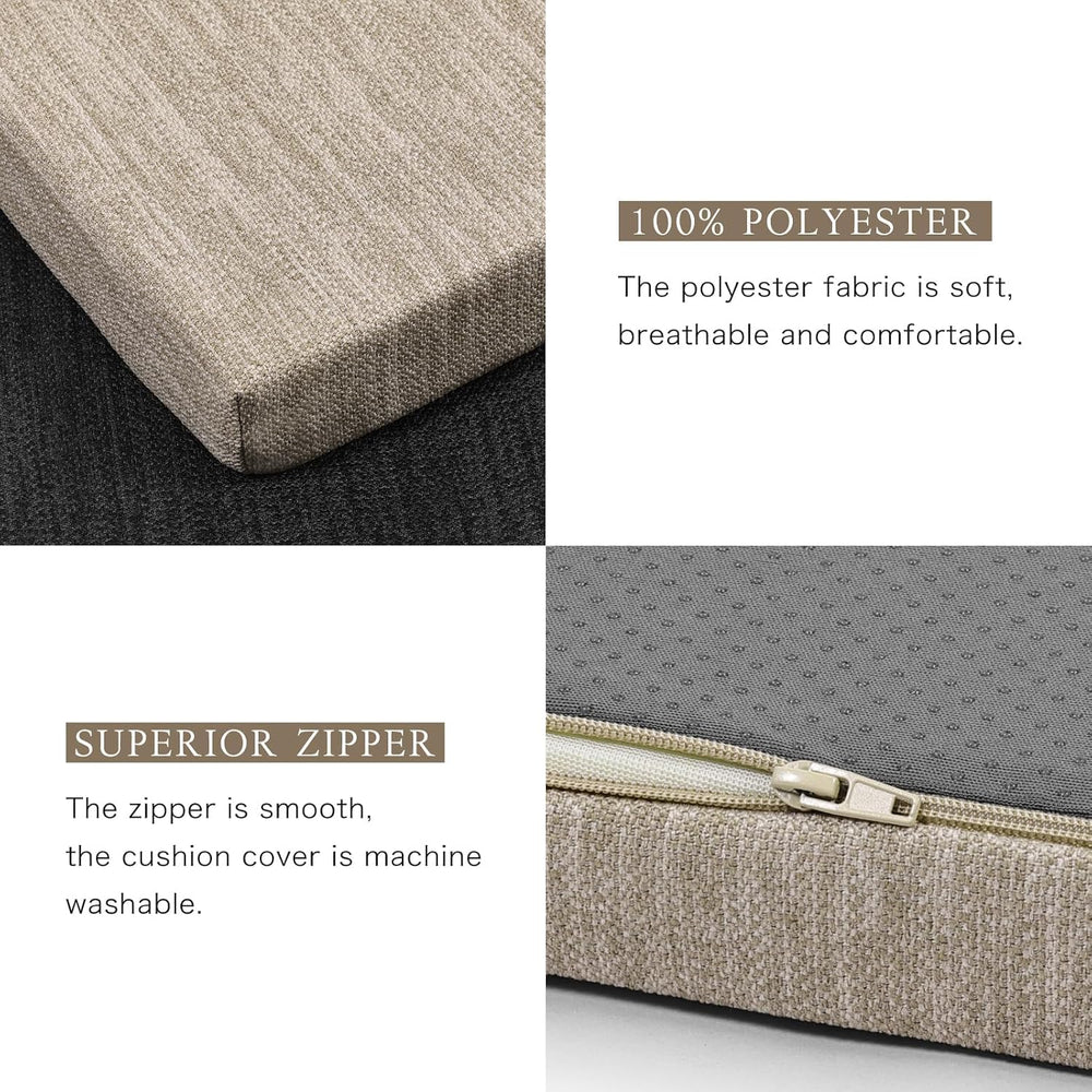 baibu 48 Inch Classic Solid Color Bench Cushion with Ties, Non-Slip Indoor Ou...