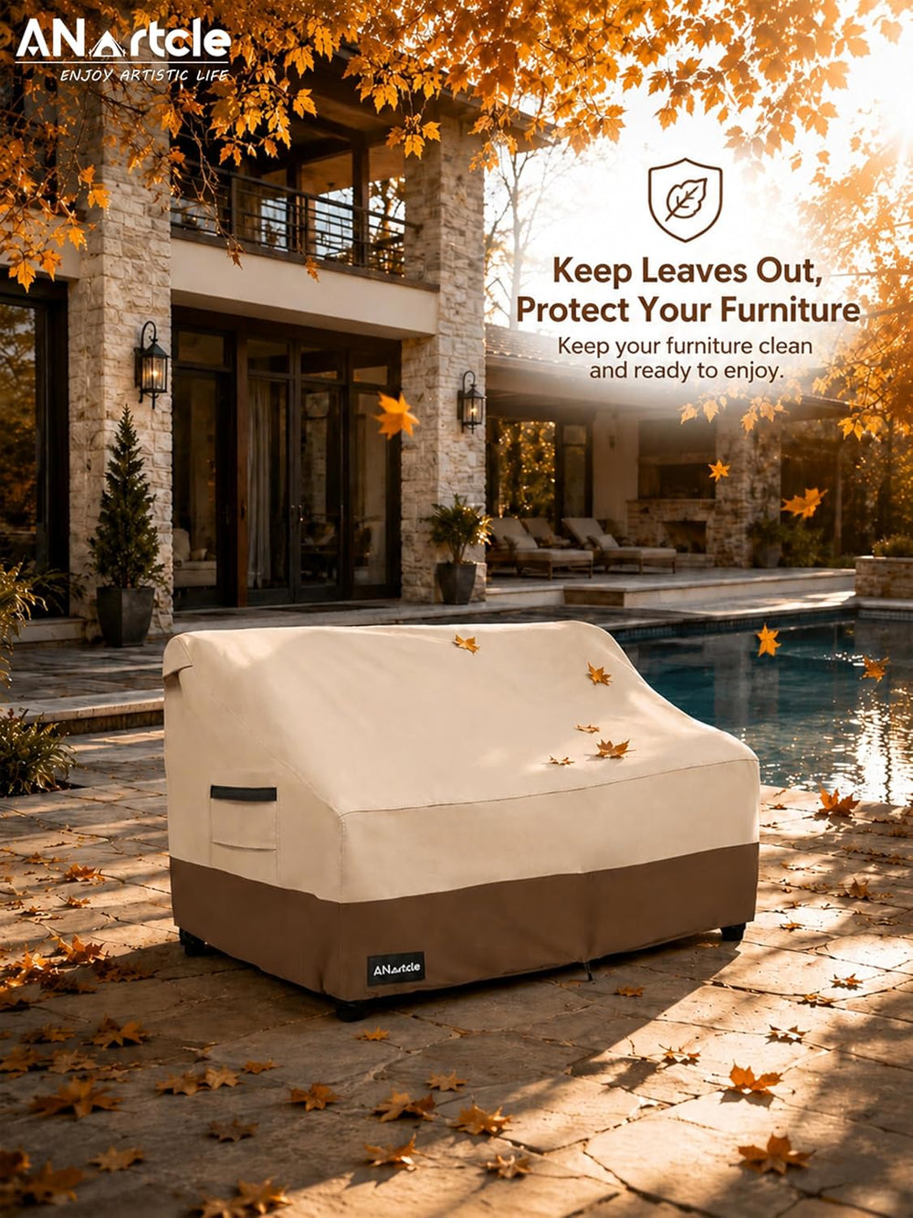ANartcle 3-Seater Patio Sofa Cover,79W x 37D x 35H Inches Outdoor Couch Cover...