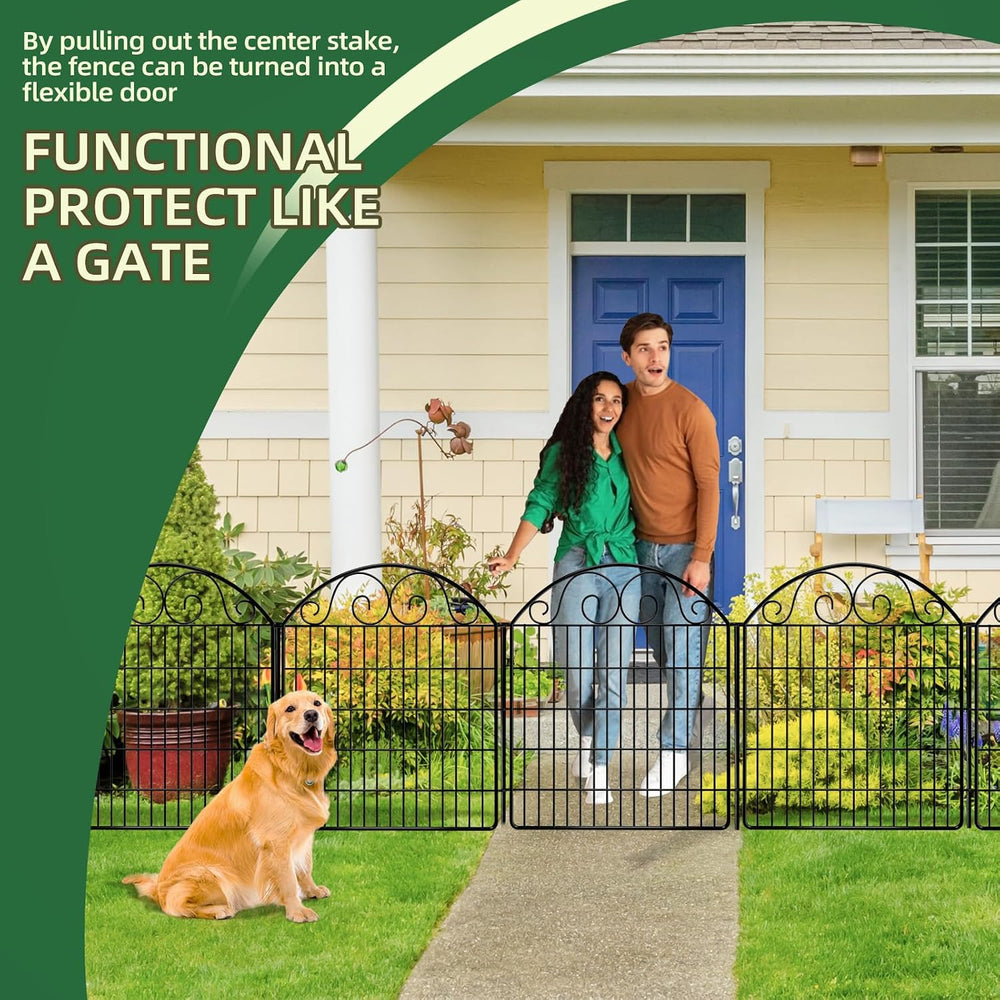 COLRASN 10 Panels No Dig Decorative Garden Dog Fence Outdoor for Yard, 33in(H...