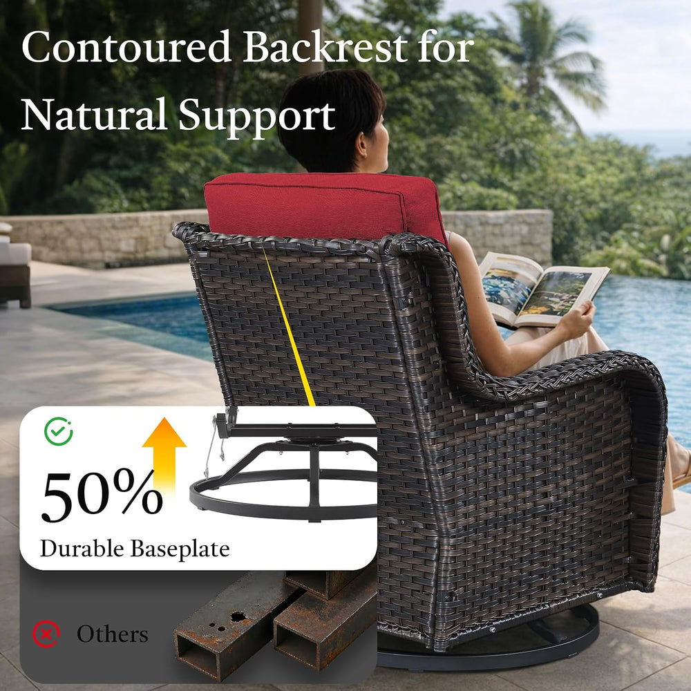 6 Piece Patio Furniture Set with Ottoman - All Weather Patio Conversation Set...