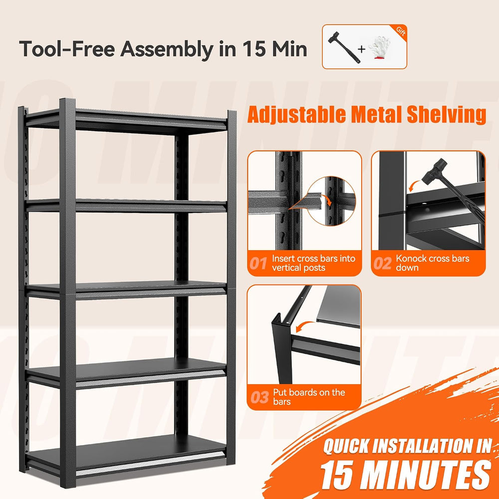 2500LBS Heavy Duty Metal Storage Rack, Garage Shelving Unit