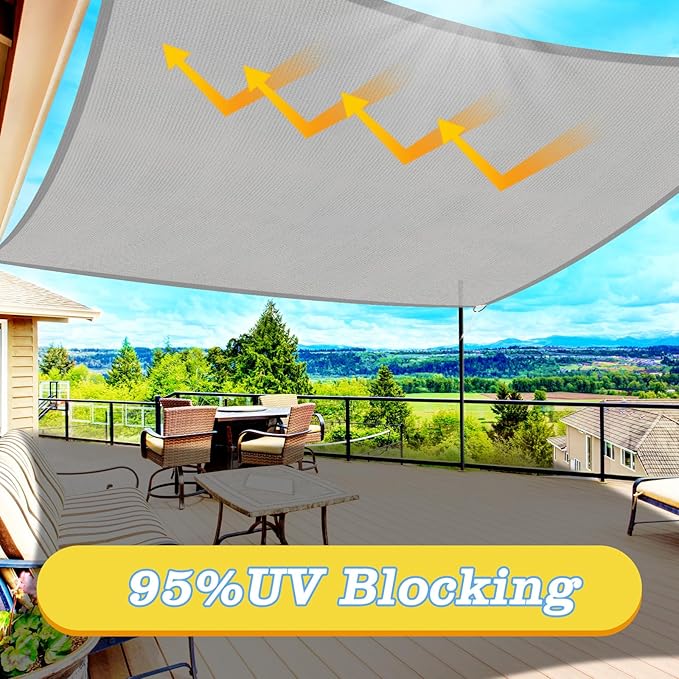 HappyTrends Sun Shade Sail,Heavy Duty UV Protection Beach Shade Canopy Wind s...
