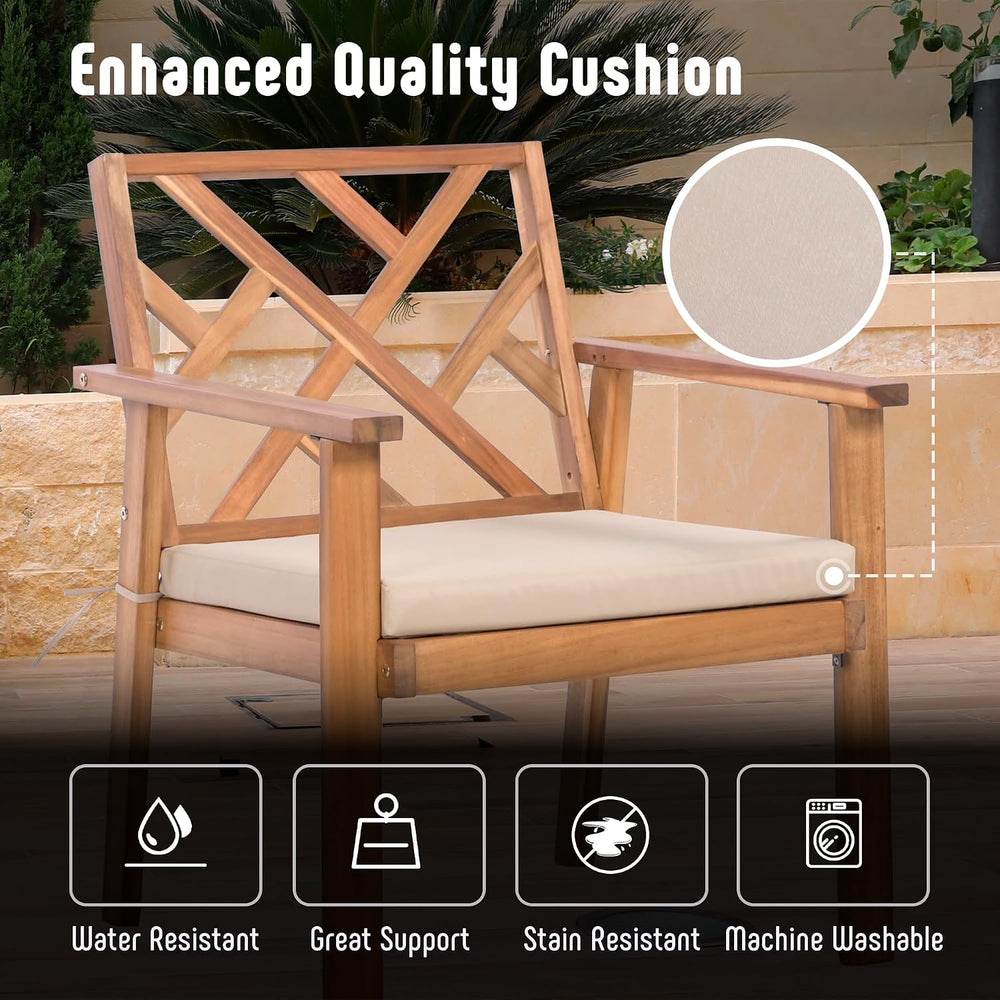 Werph 3-Piece Acacia Wood Outdoor Patio Furniture Set