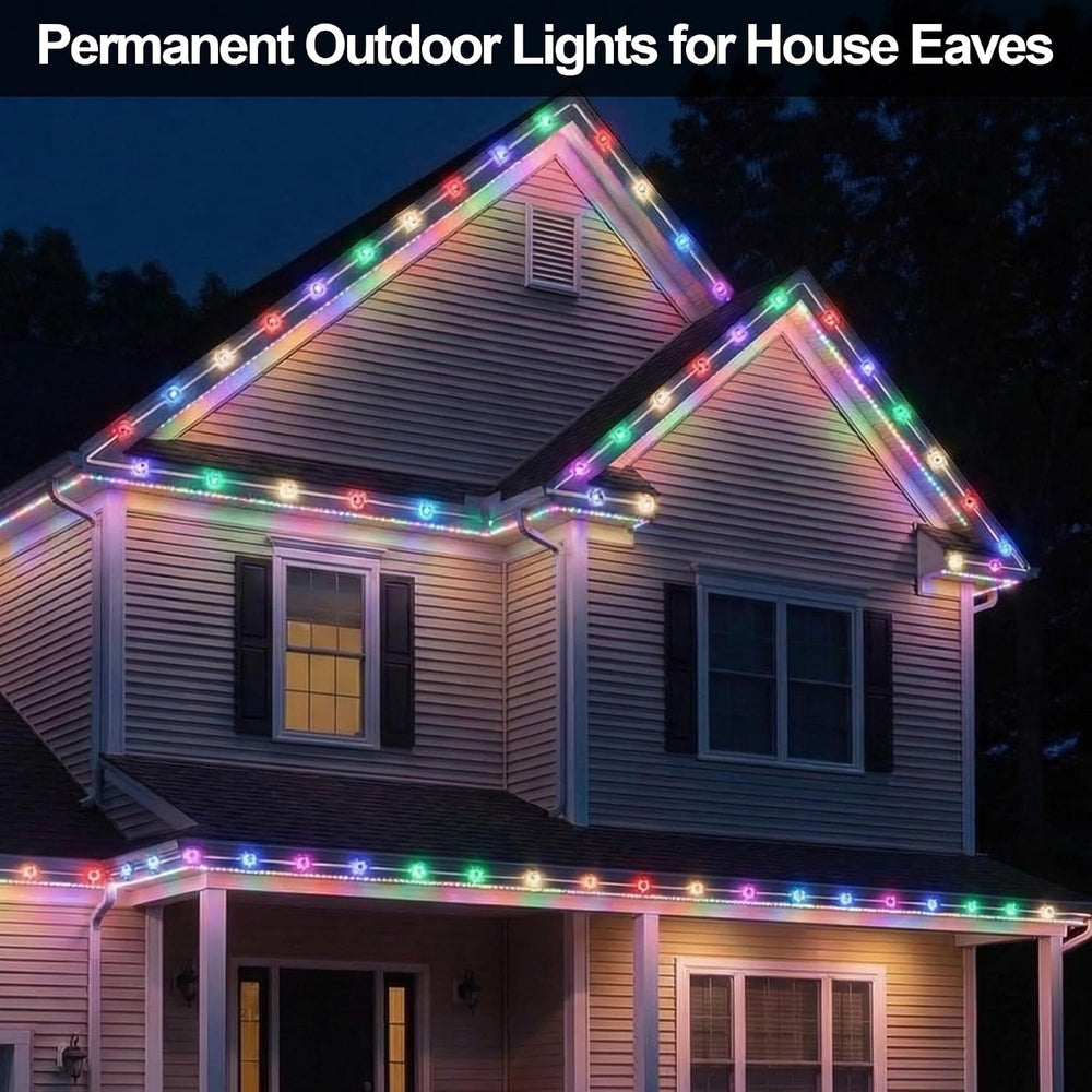 100FT Smart Permanent Outdoor Lights Eaves String | IP67 waterproof, APP &amp...