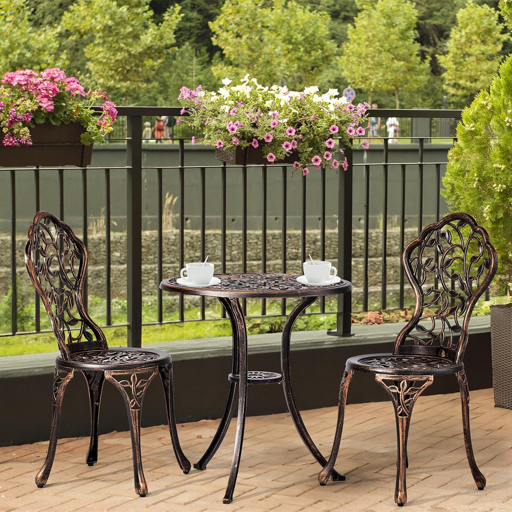 VINGLI 3 PCS Outdoor Bistro Set, Outdoor Patio Set, All-Weather Cast Aluminum...