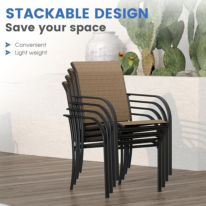 VICLLAX Patio Dining Set for 6, All Weather Metal Outdoor Furniture Set Inclu...