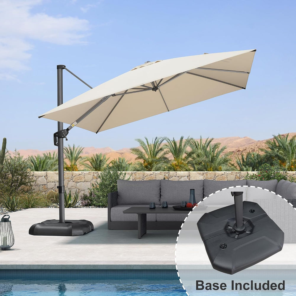 PURPLE LEAF Patio Umbrella with Base Outdoor 10' x 10' 360° Rotation ...