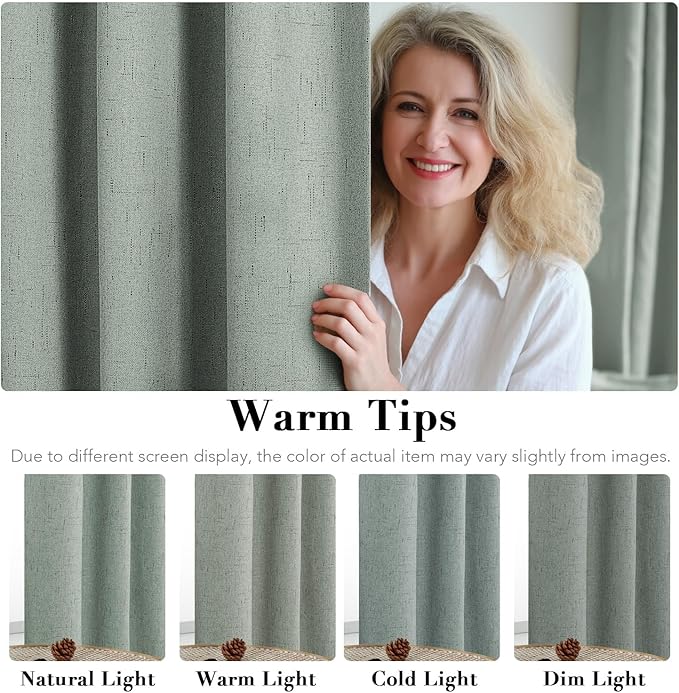 H.VERSAILTEX Linen Blackout Curtains 108 Inches Long 100% Blackout Thermal In...