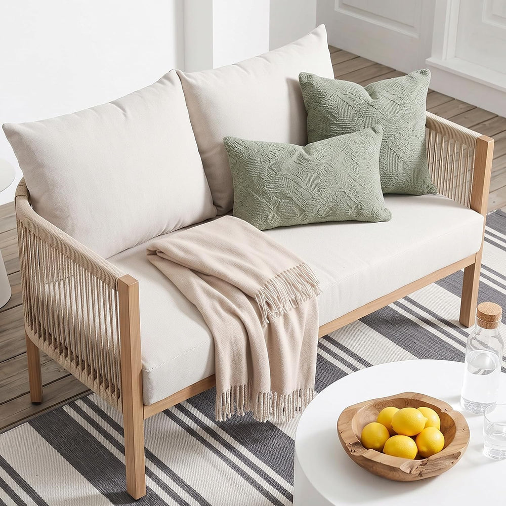 Patio Sofa Furniture Outdoor Loveseat Balcony Couch Apricot Beige