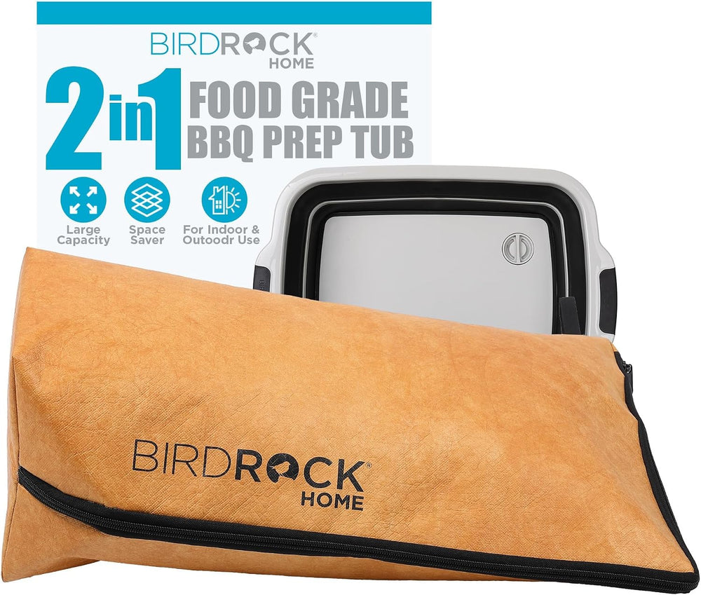 BIRDROCK HOME Collapsible Large BBQ Prep Tub & BBQ Resting Bag - Multi-Fu...