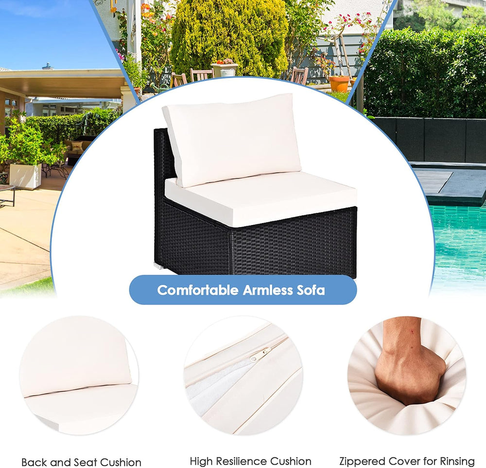 DORTALA Wicker Patio Furniture Set 5 Piece, Outdoor Conversation Sets with Ch...