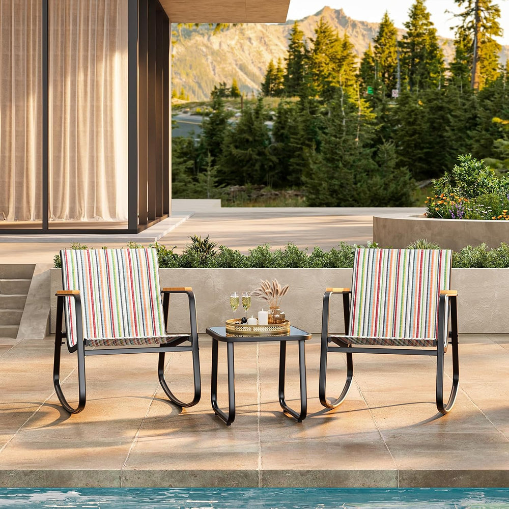 Ahomly 3 Pieces Patio Furniture Set, Outdoor Furniture Set, Stripe
