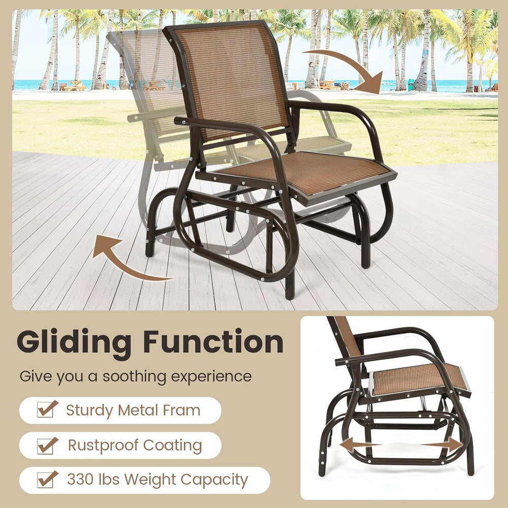 DORTALA Swing Glider Chair, Outdoor Rocking Chair w/Study Metal Frame, Comfor...