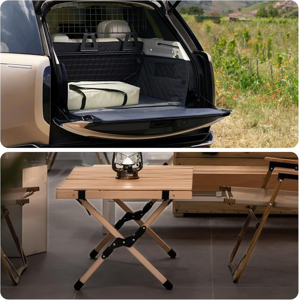 Portable Folding Table,4Ft Bamboo Outdoor Camping Table,Low Picnic Table for ...