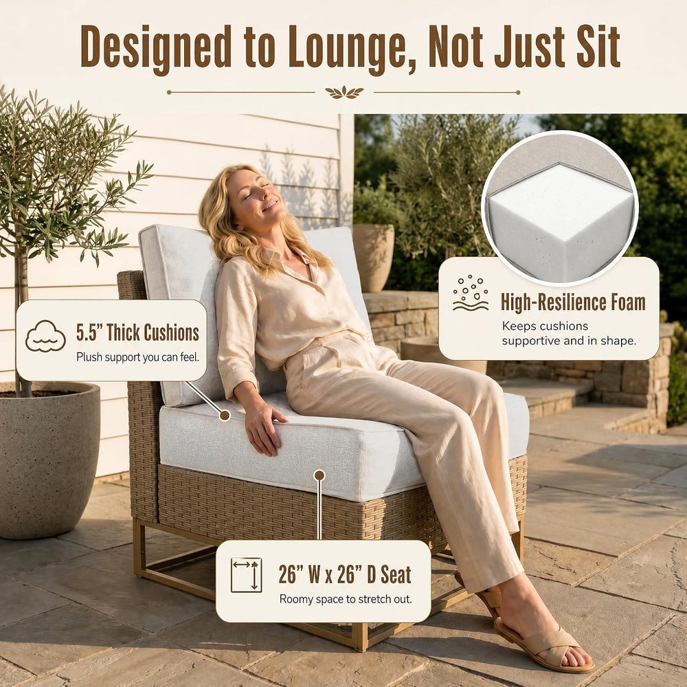Outdoor Patio Furniture Set, PE Wicker Sectional Sofa with Thick Cushions