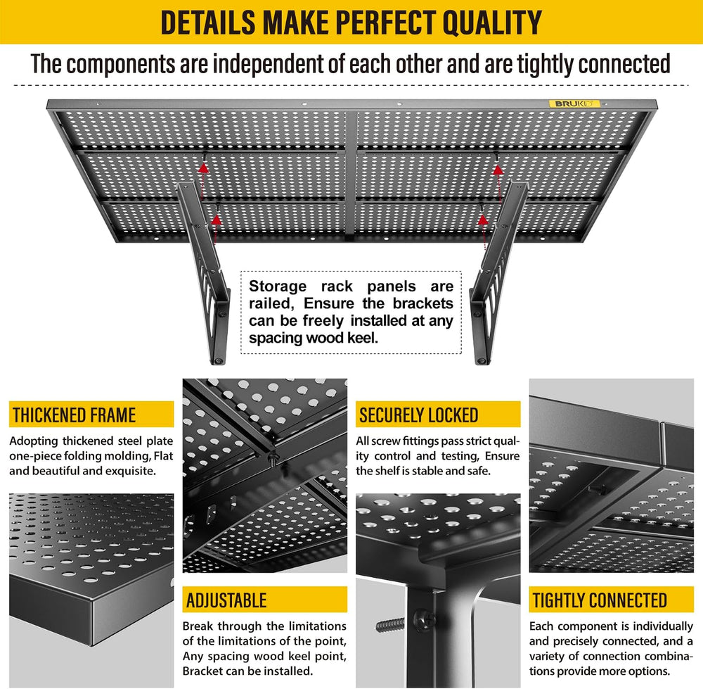 2Pack 2x3ft Adjustable Metal Garage Wall Shelving Heavy Duty Garage Storage S...