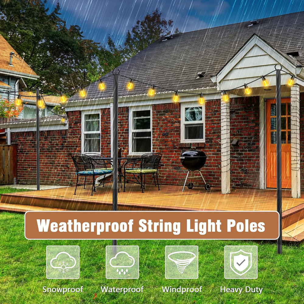 NUERPO 7 Pack String Light Poles,Metal Poles for Hanging Outdoor Light String...