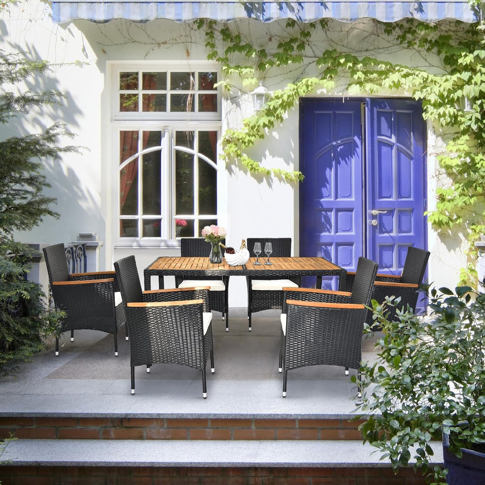 VINGLI 7 Pieces Patio Dining Set, Wicker Outdoor Dining Set for 6 Patio Furni...