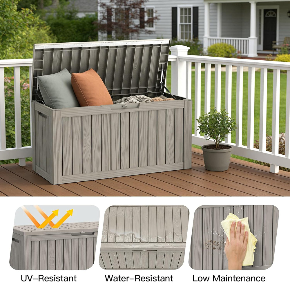 Mars Villa 90 Gallon Deck Box, Outdoor Storage Box, Outside Bin, Grey