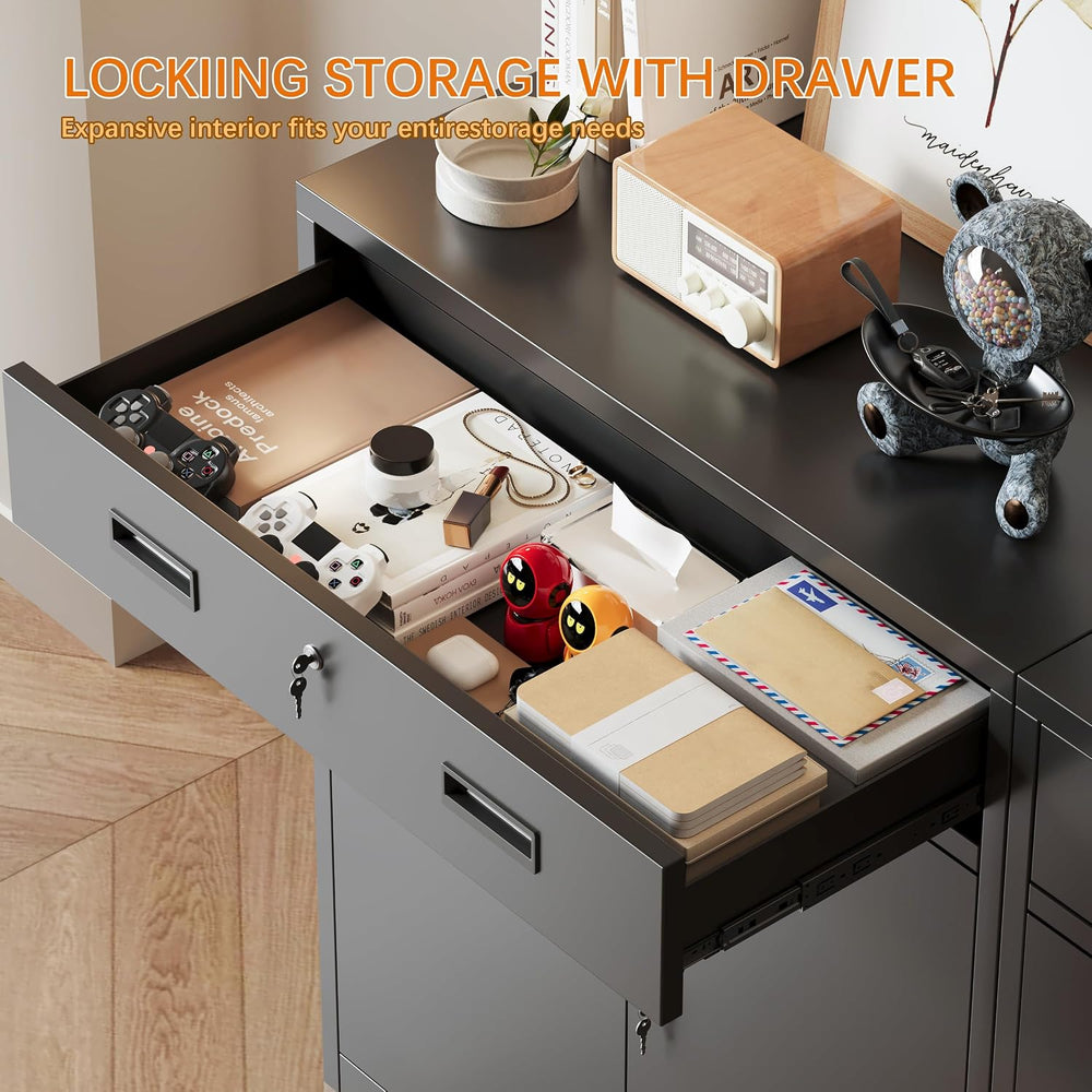 36" H Metal Storage Cabinet, Garage Storage Cabinets, Locking Cabinet wi...