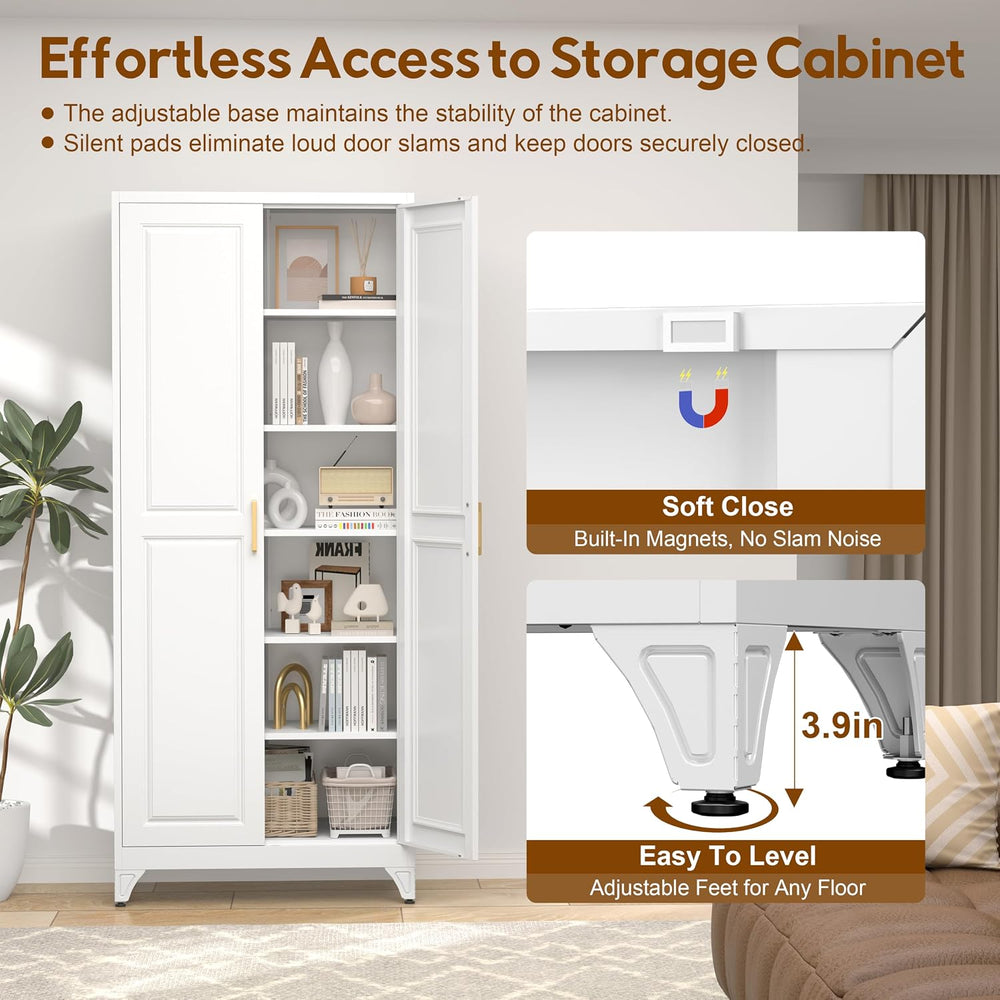 75" Kitchen Pantry Cabinet,Metal Tall Storage Cabinet with Doors