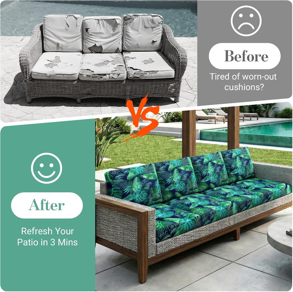 8Pcs Patio Cushion Covers Stretch Outdoor Furniture Protector Slipcovers