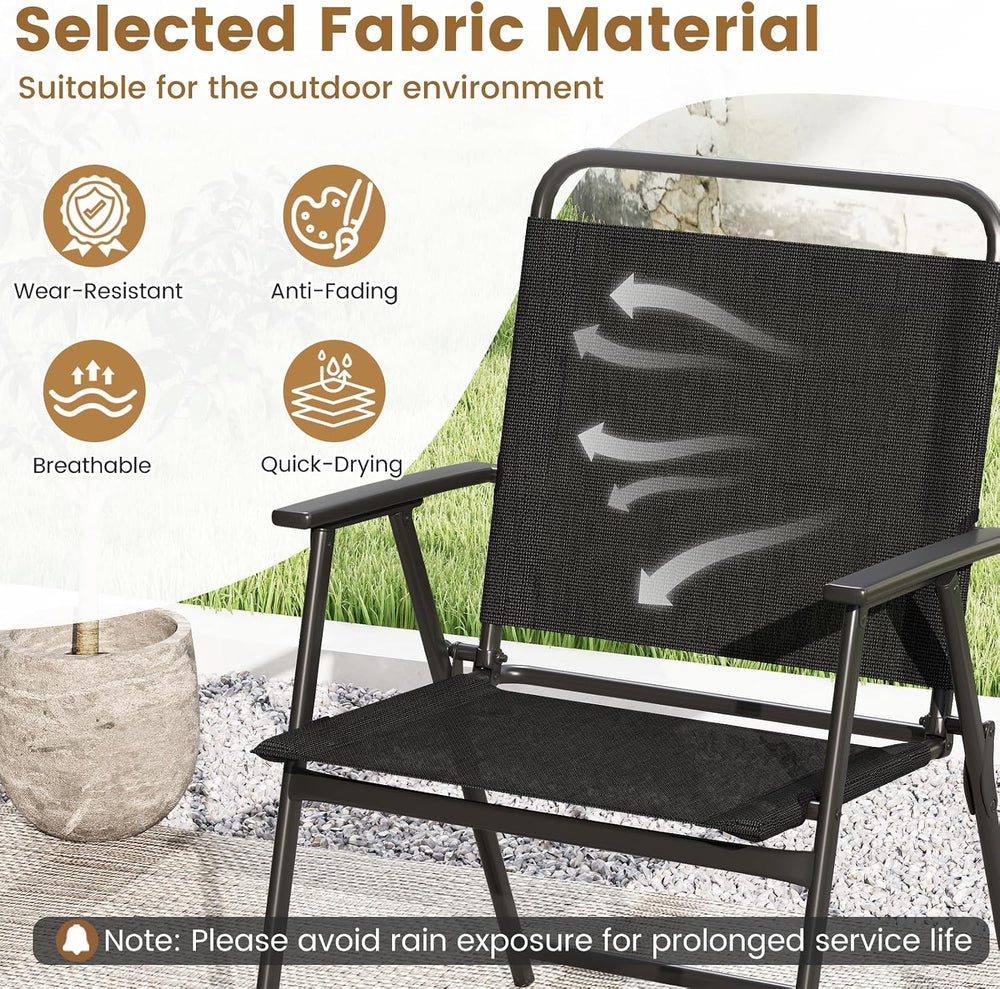 Tangkula 3 Pieces Folding Patio Bistro Set, Patio Furniture Set with 2 Foldin...