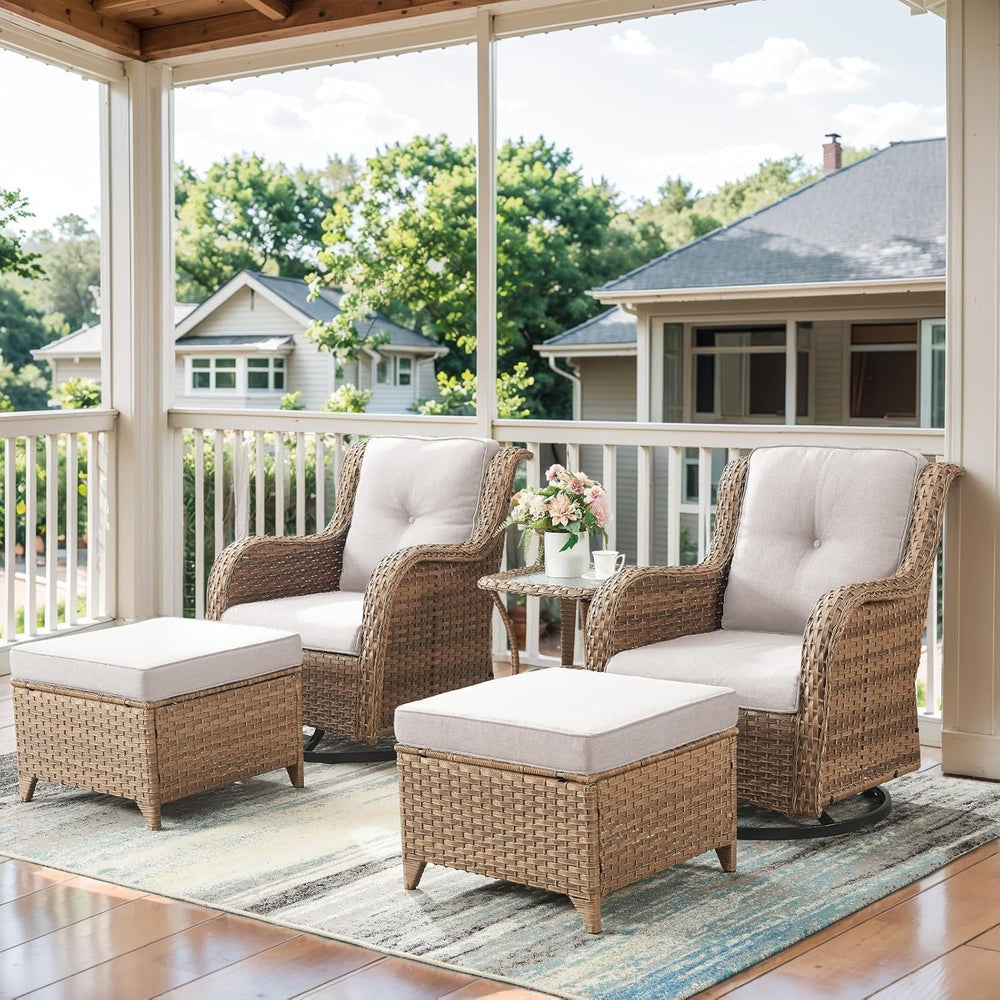 Belord Small Outdoor Side Table - 50 LBS Weight Capacity Wicker Side Table wi...