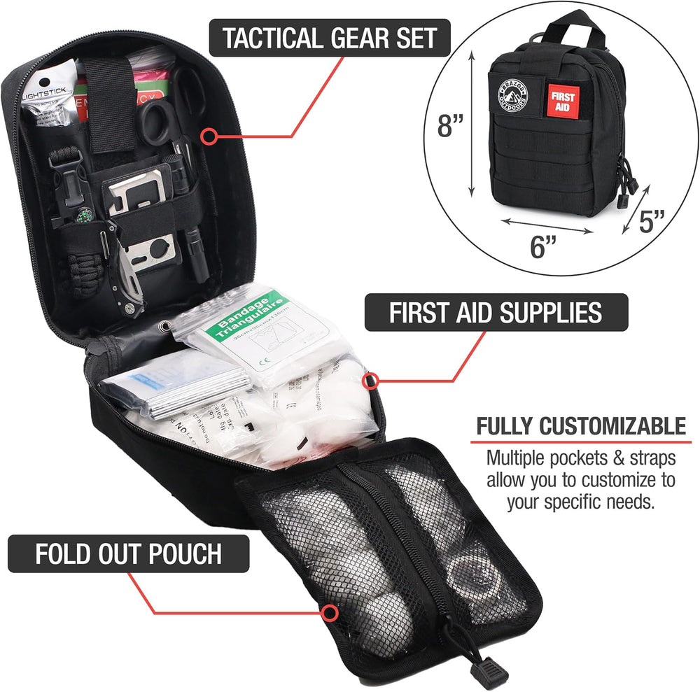 The Brazos First Aid Survival Kit, 250 Pieces, Hiking & Camping Essential...