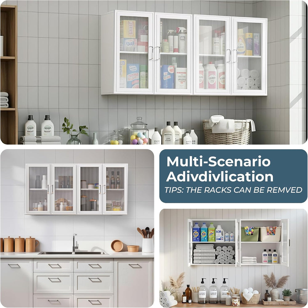 48" W Upper Kitchen Wall Cabinets with Acrylic Glass Doors