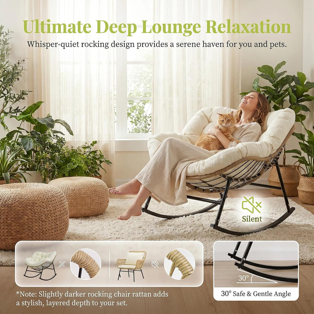 RADIATA 6 Pcs Boho Outdoor Sectional Sofa Set, Beige Outdoor Seating