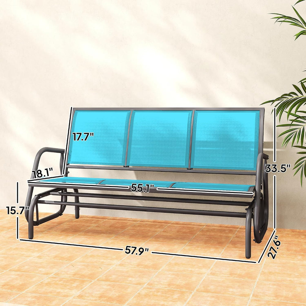 Outsunny 3-Person Patio Glider Bench Outside 3 Seats Blue