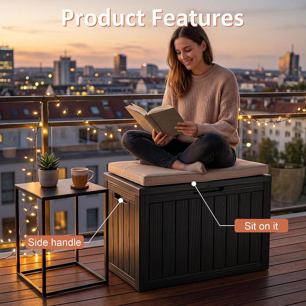 65 Gal Outdoor Storage Box Waterproof Lockable Deck Box