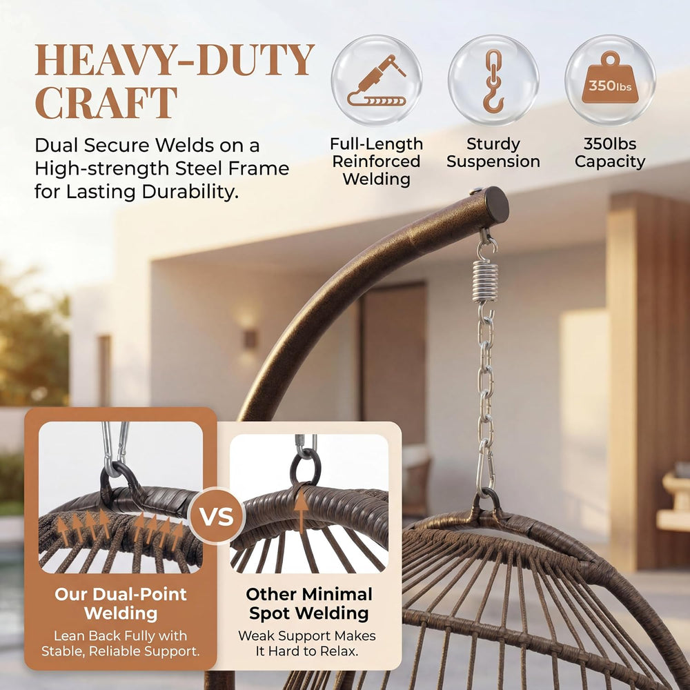 RADIATA Modern Hanging Egg Chair Outdoor with Stand, Brown